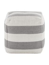 Gestreepte poef Lani in grijs, handgeweven, Bekleding: 100% gerecycled polyester, Geweven stof grijs, B 40 x H 40 cm