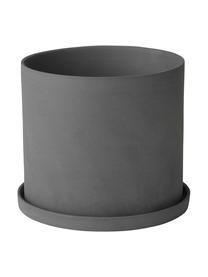 Petit pot de fleurs porcelaine Nona, Porcelaine, Gris, Ø 15 x haut. 13 cm