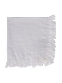 Baumwoll-Servietten Nalia in Weiß mit Fransen, 2 Stück, 100% Baumwolle, Weiß, B 35 x L 35 cm