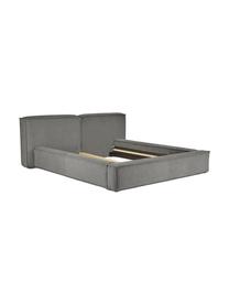 Letto imbottito in velluto a coste Lennon, Rivestimento: velluto a coste (98% poli, Struttura: legno di pino massiccio c, Piedini: legno certificato FSC, pl, Velluto a coste grigio, Larg. 140 x Lung. 200 cm