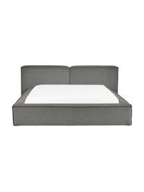 Letto imbottito in velluto a coste Lennon, Rivestimento: velluto a coste (98% poli, Struttura: legno di pino massiccio c, Piedini: legno certificato FSC, pl, Velluto a coste grigio, Larg. 140 x Lung. 200 cm