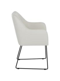 Chaise rembourrée moderne blanc crème Isla, Tissu blanc crème, noir, larg. 60 x prof. 62 cm