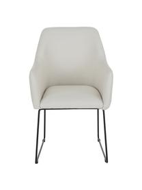 Chaise rembourrée moderne blanc crème Isla, Tissu blanc crème, noir, larg. 60 x prof. 62 cm
