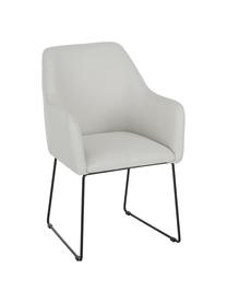 Chaise rembourrée moderne blanc crème Isla, Tissu blanc crème, noir, larg. 60 x prof. 62 cm