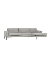 Hoekbank Cucita (4-zits) met metalen poten, Bekleding: geweven stof (100% polyes, Frame: massief grenenhout, FSC-g, Poten: gelakt metaal, Geweven stof lichtgrijs, B 302 x D 163 cm, hoekdeel rechts