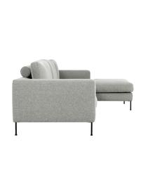 Hoekbank Cucita (4-zits) met metalen poten, Bekleding: geweven stof (100% polyes, Frame: massief grenenhout, FSC-g, Poten: gelakt metaal, Geweven stof lichtgrijs, B 302 x D 163 cm, hoekdeel rechts