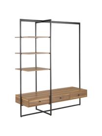 Otwarta szafa z drewna i metalu  Pacey, Stelaż: metal malowany proszkowo, Drewno naturalne, czarny, S 150 x W 180 cm