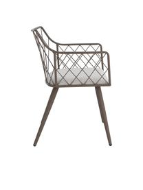 Chaise à accoudoirs avec coussin en bouclé Heidie, 2 pièces, Tissu blanc, taupe, larg. 53 x prof. 56 cm