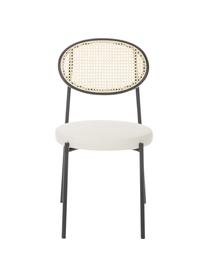 Gestoffeerde stoelen Niko met Weens vlechtwerk, 2 stuks, Zitvlak: polyurethaan, multiplex, Frame: metaal, Geweven stof wit, B 54 cm x H 84 cm