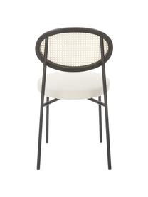 Chaise rembourrée cannage Niko, 2 pièces, Tissu blanc, noir, larg. 54 x haut. 84 cm