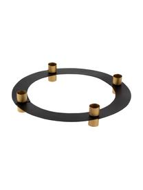 Metall-Kerzenhalter Fyra, Metall, beschichtet, Schwarz, Goldfarben, Ø 30 x H 9 cm