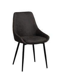 Krzesło tapicerowane ze sztucznej skóry Sierra, 2 szt., Tapicerka: poliester imitujący zamsz, Nogi: metal lakierowany, Ciemnoszara sztuczna skóra, S 49 x G 55 cm