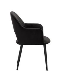 Chaise à accoudoirs en velours noir Rachel, Velours noir, larg. 56 x prof. 70 cm
