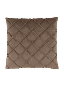 Sametový povlak na polštář se strukturovaným vzorem Luka, Samet (100 % polyester), Hnědá, Š 40 cm, D 40 cm