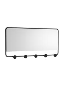 Garderobenleiste Jiin mit Spiegel, Spiegelfläche: Spiegelglas, Gestell: Metall, lackiert, Schwarz, B 60 x H 28 cm