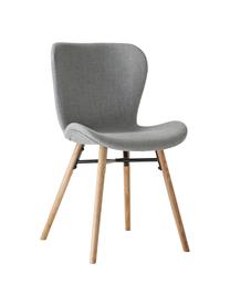 Sillas tapizadas Batilda, 2 uds., Tapizado: poliéster Alta resistenci, Patas: madera de roble maciza co, Tejido gris claro, roble, An 47 x F 53 cm