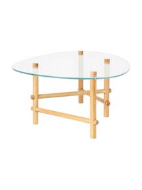 Skleněný konferenční stolek v organickém tvaru Pond, Světlé ořechové dřevo, Š 114 cm, H 62 cm