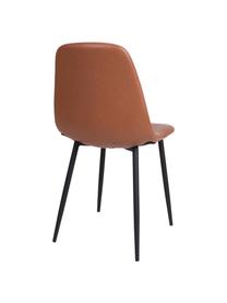 Krzesło tapicerowane ze sztucznej skóry Stockholm, Tapicerka: sztuczna skóra Dzięki tka, Nogi: metal lakierowany, Brązowy, S 50 x G 47 cm