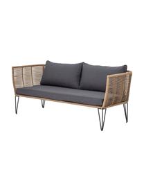 Sofa ogrodowa ze splotu z tworzywa sztucznego Mundo (2-osobowa), Stelaż: metal malowany proszkowo, Tapicerka: poliester, Brązowy, S 175 x G 74 cm