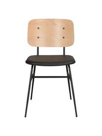 Sedia in legno Brent, Seduta: similpelle (poliuretano), Struttura: metallo verniciato, Legno di quercia, Larg. 47 x Prof. 57 cm