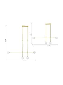 Lampa wisząca Moon, Osłona mocowania sufitowego i oprawa: mosiądz, szczotkowany Klosz: biały Kabel: , S 112 x W 90 cm