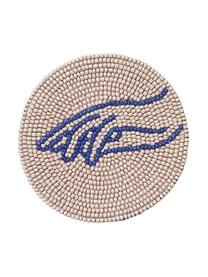 Dessous de verre en perles de verre Touch, 2 pièces, Perles en verre, Blanc crème, bleu, Ø 10 cm