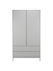 Kleiderschrank Ikaro, 2-türig, Korpus: Mitteldichte Holzfaserpla, Einlegeböden: Spannplatte, melaminbesch, Füße: Metall, pulverbeschichtet, Grau, B 110 x H 200 cm