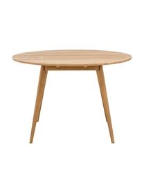 Tavolo rotondo in legno di quercia bianco lavato Yumi Ø115 cm, Gambe: legno di quercia massicci, Legno di quercia, Ø 115 x Alt. 74 cm