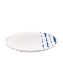 Talerz duży z porcelany Amaya, 2 szt., Porcelana, Biały, niebieski, Ø 26 x W 2 cm