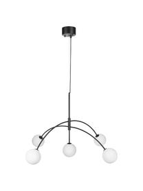 Große Pendelleuchte Heaven aus Opalglas, Baldachin: Metall, beschichtet, Schwarz, Ø 117 x H 70 cm
