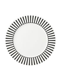 Dinerborden Ceres Loft met streepdecoratie in zwart /wit, 4 stuks, Porselein, Wit, zwart, Ø 26 x H 2 cm