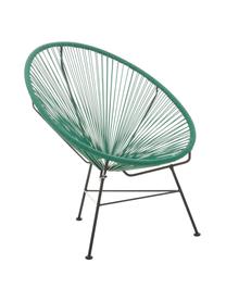 Loungesessel Bahia aus Kunststoff-Geflecht, Sitzfläche: Kunststoff, Gestell: Metall, pulverbeschichtet, Waldgrün, B 81 x T 73 cm