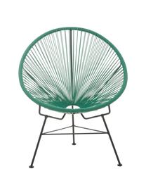 Fotel wypoczynkowy ze splotu z tworzywa sztucznego Bahia, Stelaż: metal malowany proszkowo, Zielony, S 81 x G 73 cm