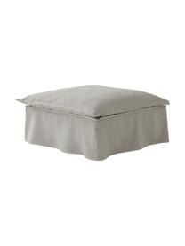 Voetenbank Gardanne, Bekleding: 100% linnen Met 11.000 sc, Frame: multiplex, grenenhout, Linnen grijs, B 95 x D 95 cm
