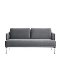 Sofá de terciopelo Fluente (2 plazas), Tapizado: terciopelo (poliéster de , Estructura: madera de pino maciza, Patas: metal con pintura en polv, Terciopelo gris oscuro, An 166 x F 85 cm