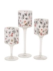 Windlichter-Set Pino, 3-tlg., Glas, bedruckt, lackiert, Weiß, Rot, Schwarz, Set mit verschiedenen Größen