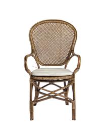 Sedia con braccioli Miel, Struttura: legno di rattan laccato, Seduta: cotone, Rattan, Larg. 55 x Alt. 96 cm