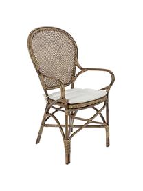 Sedia con braccioli Miel, Struttura: legno di rattan laccato, Seduta: cotone, Rattan, Larg. 55 x Alt. 96 cm