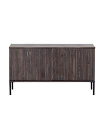 TV-Lowboard Avourio mit geriffelter Front aus Eschenholz, 2-türig, Korpus: Eschenholz, FSC-zertifizi, Füße: Metall, beschichtet, Eschenholz, dunkel lackiert, B 100 x H 56 cm