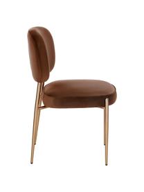 Fluwelen gestoffeerde stoel Viggo, Bekleding: fluweel (polyester) Met 5, Fluweel bruin, goudkleurig, B 51 x D 54 cm
