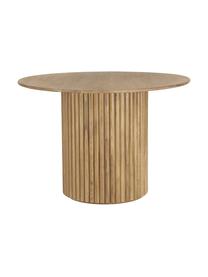 Tavolo rotondo in legno di quercia Janina, Ø 110 cm, Legno di quercia massiccio, pannello di fibra a media densità (MDF) laccato, Marrone, Ø 110 x Alt. 75 cm