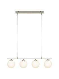 Hanglamp Quattro, Baldakijn: metaal, Opaalwit, zilverkleurig, B 66 x H 17 cm