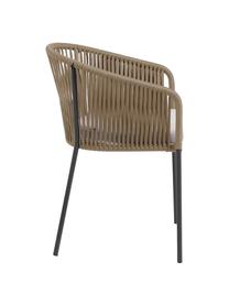 Gartenstuhl Yanet, Bezug: 100 % Polyester, Gestell: Metall, galvanisiert, Hellbraun, Webstoff Taupe, B 56 x T 55 cm