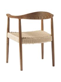 Krzesło z podłokietnikami z drewna jesionowego Pavel, Stelaż: drewno jesionowe, Rattan, drewno jesionowe, S 62 x G 76 cm