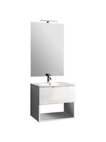 Waschtisch-Set One, 4-tlg., Griff: Aluminium, beschichtet, Spiegelfläche: Spiegelglas, Rückseite: ABS-Kunststoff, Weiß, Set mit verschiedenen Größen