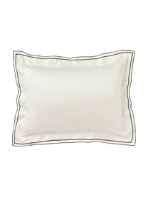 Taie d'oreiller en satin de coton Carlotta, Blanc crème, noir, larg. 50 x long. 70 cm