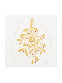 Papier-Servietten Mistletoe, 20 Stück, Papier, Weiß, Goldfarben, B 33 x L 33 cm