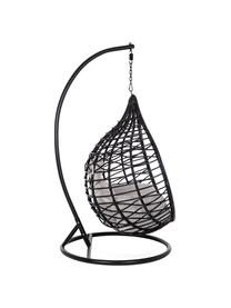 Fotel wiszący na stelażu z poduszką Torres, Stelaż: metal malowany proszkowo, Czarny, szary, S 100 x G 70 cm