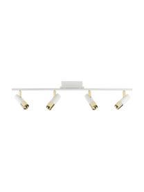 Plafonnier spot LED Bobby, Blanc, couleur dorée, larg. 86 x haut. 13 cm