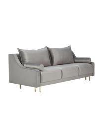 Zamatová pohovka na spanie s úložným priestorom Lea (3-miestna), Zamatová sivá, Š 215 x H 94 cm